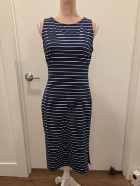 Marc NY By Andrew Marc Navy Striped Sleeveless Dress Size 6